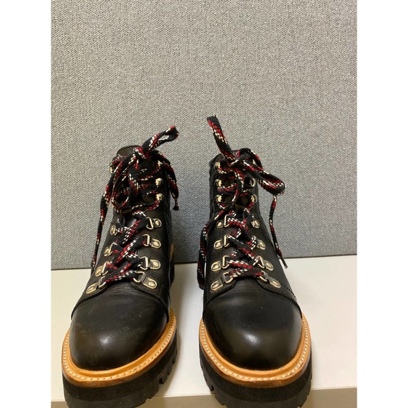 Marc Fisher Womens Hiking Boot Irme Leather Lugged Sole Black Leather ankle boot - Picture 1 of 16